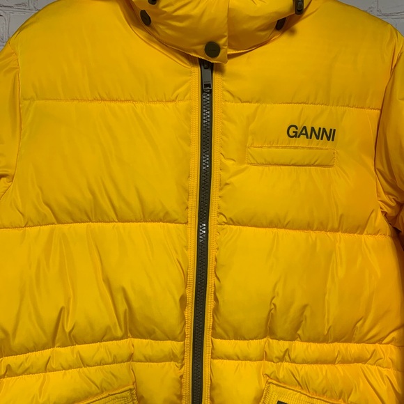NEW Ganni Midi Down Bright Yellow Puffer Oversized Coat Jacket Size XXS XS 42” - Picture 12 of 15